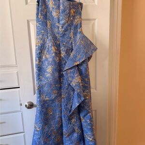 Elegant Blue and Gold Gown